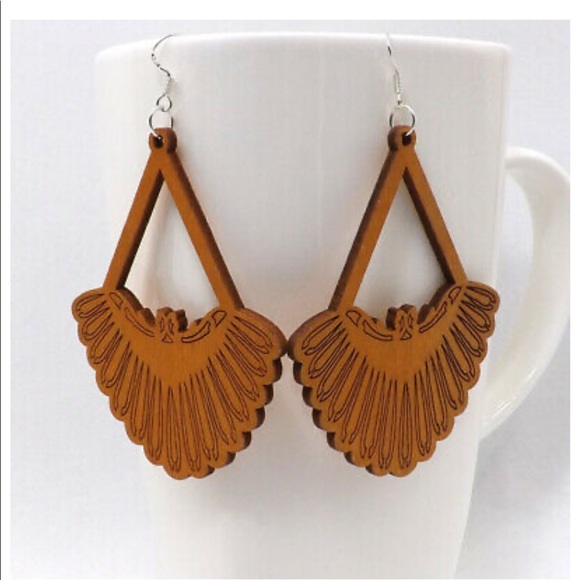 Jewelry - Fun Large Wooden pendant Earrings